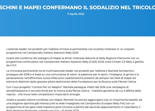 Rachele Somaschini e Mapei confermano il sodalizio nel Tricolore Rally 2023