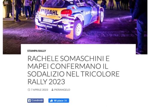 Rachele Somaschini e Mapei confermano il sodalizio nel Tricolore Rally 2023