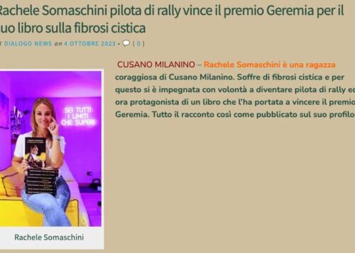 Rachele Somaschini pilota di rally vince il premio Geremia per il suo libro sulla fibrosi cistica