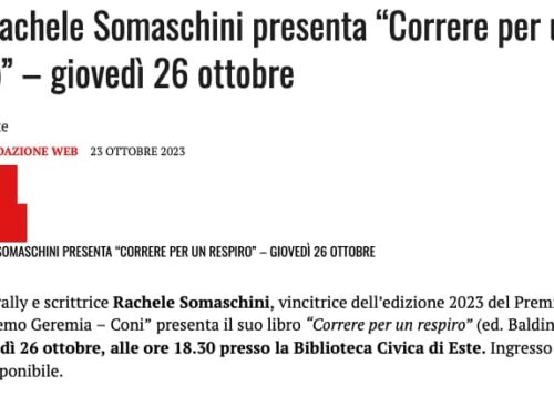 Rachele Somaschini presenta “Correre per un respiro”