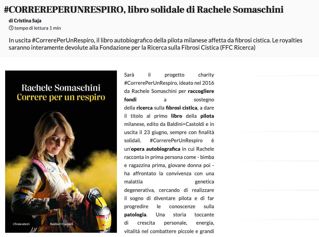 #CORREREPERUNRESPIRO, libro solidale di Rachele Somaschini
