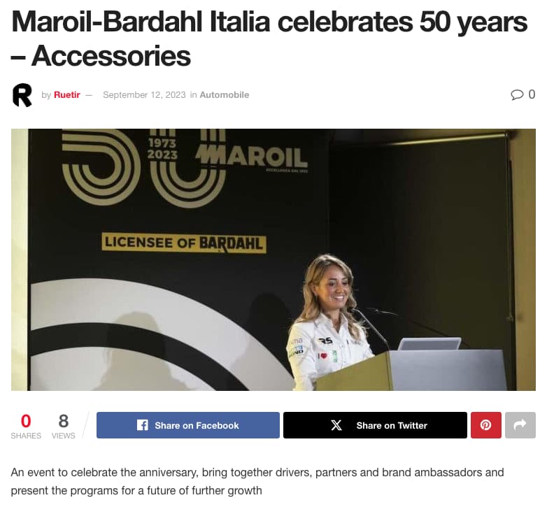 Maroil-Bardahl Italia celebrates 50 years