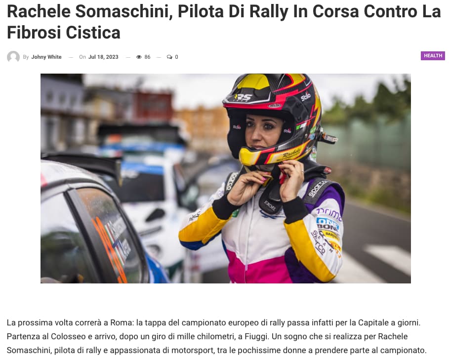 Rachele Somaschini, Pilota Di Rally In Corsa Contro La Fibrosi Cistica