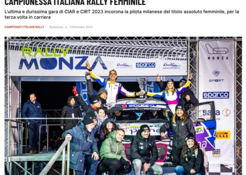 Rachele Somaschini al Rally di Monza conquista il titolo di Campionessa Italiana Rally Femminile