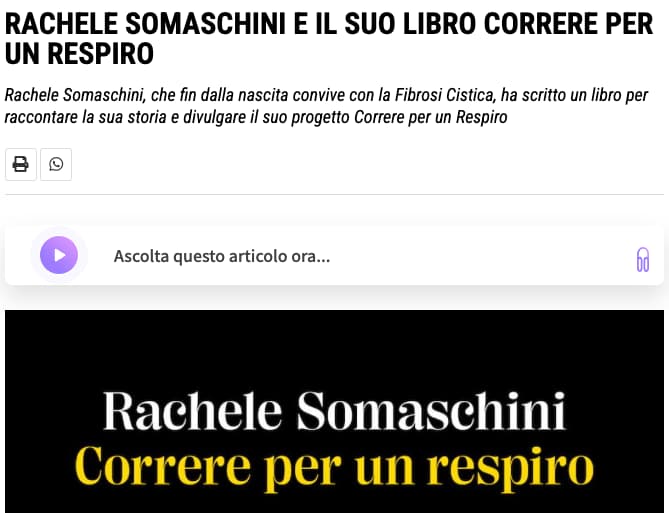 Rachele Somaschini e il suo libro Correre per un Respiro