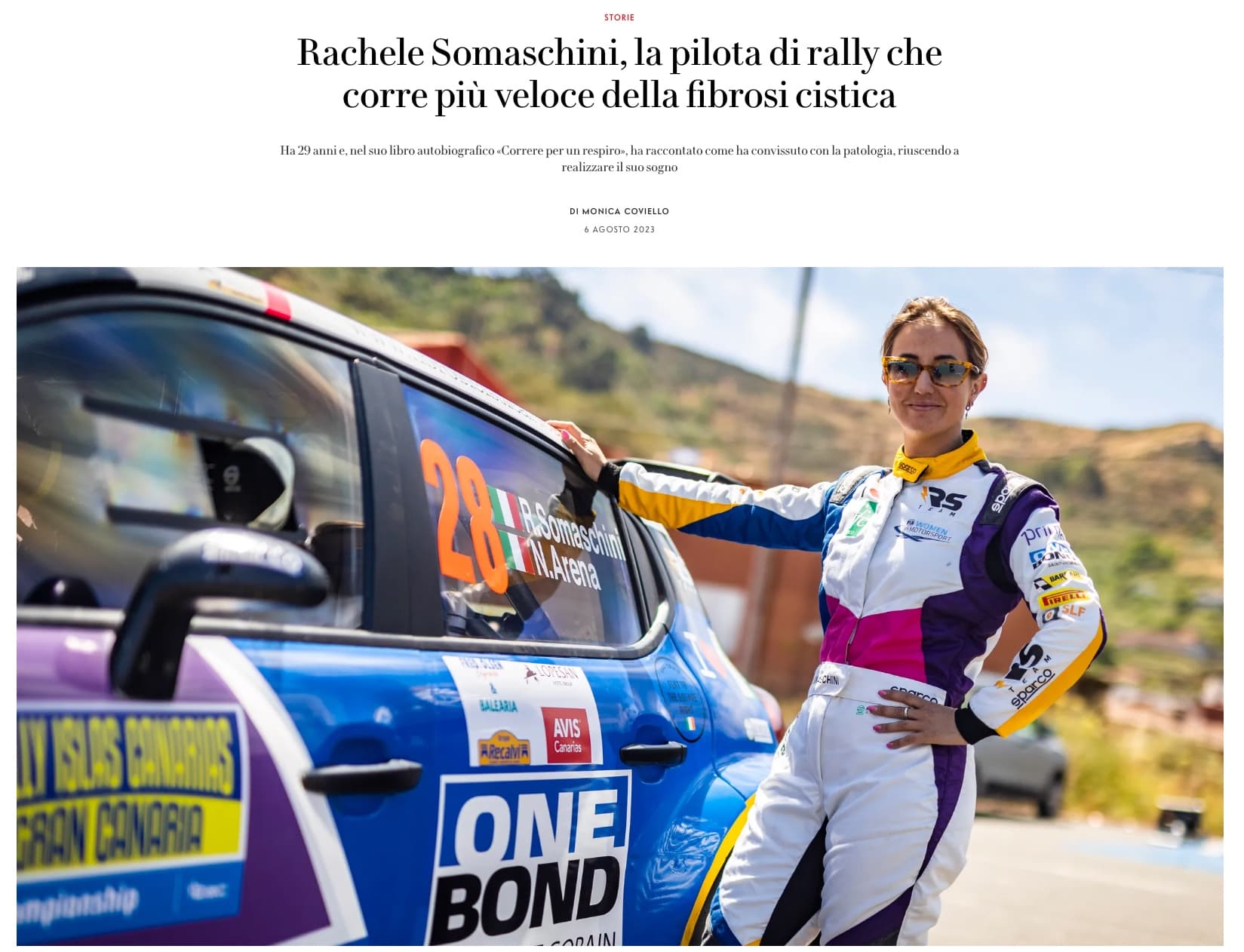 Rachele Somaschini, la pilota di rally che corre più veloce della fibrosi cistica