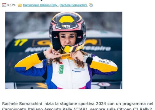 Rachele Somaschini al via del Campionato Italiano Assoluto Rally 2024