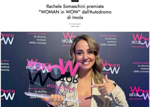 Rachele Somaschini premiata WOMAN in WOW dall'Autodromo di Imola