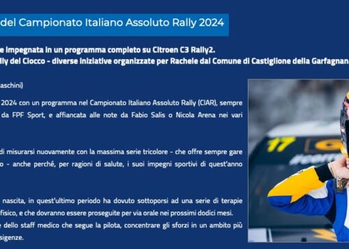 Rachele Somaschini al via del Campionato Italiano Assoluto Rally 2024