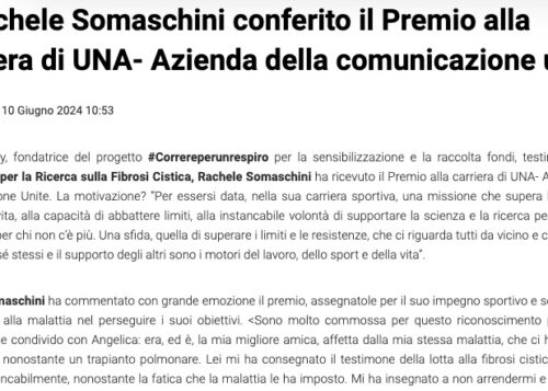 A Rachele Somaschini conferito il Premio alla carriera di UNA- Azienda della comunicazione unite