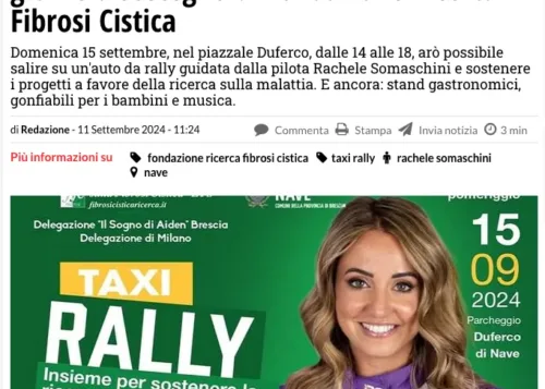 QUIBRESCIA.IT • Nave, con Taxi Rally navigatori per un giorno a sostegno di Fondazione Ricerca Fibrosi Cistica