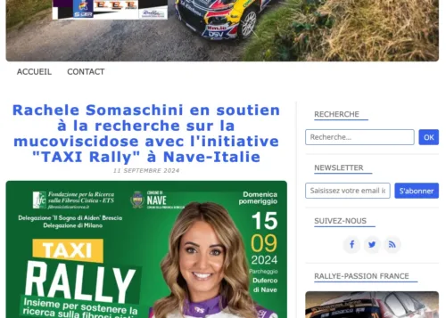 RALLYE-PASSIONFRANCE.OVER-BLOG.COM • Rachele Somaschini en soutien à la recherche sur la mucoviscidose avec l’initiative “TAXI Rally” à Nave-Italie