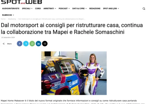 SPOTANDWEB.IT • Dal motorsport ai consigli per ristrutturare casa, continua la collaborazione tra Mapei e Rachele Somaschini