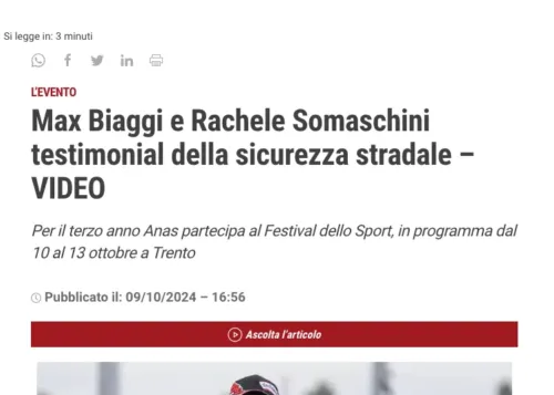 CORRIEREDELLACALABRIA.IT • Max Biaggi e Rachele Somaschini testimonial della sicurezza stradale