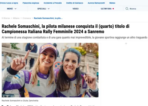ILGIORNO.IT • Rachele Somaschini, la pilota milanese conquista il (quarto) titolo di Campionessa Italiana Rally Femminile 2024 a Sanremo