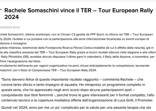 MOTORS-ADDICT.COM • Rachele Somaschini vince il TER – Tour European Rally 2024