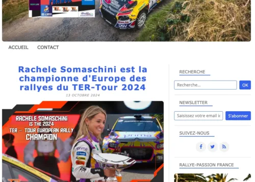 RALLYE-PASSIONFRANCE.OVER-BLOG.COM • Rachele Somaschini est la championne d’Europe des rallyes du TER-Tour 2024