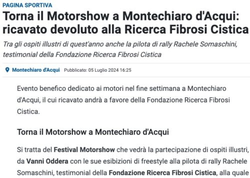 Torna il Motorshow a Montechiaro d'Acqui ricavato devoluto alla Ricerca Fibrosi Cistica