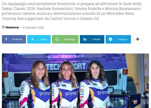 UOMINIETRASPORTI.IT Tre donne, un Unimog e il deserto un team di tutte donne accetta la sfida della Dakar