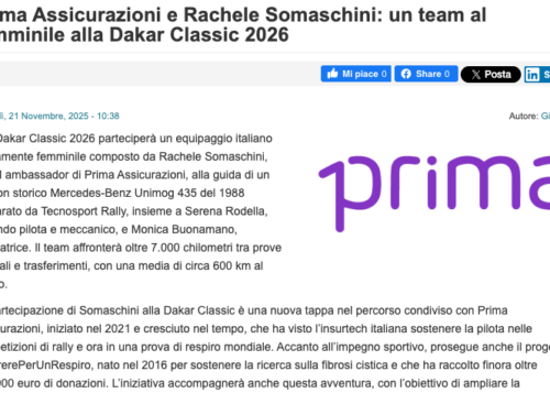 ASEFIBROKERS.COM Prima Assicurazioni e Rachele Somaschini un team al femminile alla Dakar Classic 2026