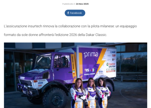 INFILTRATO.IT Prima Assicurazioni Al Fianco Di Rachele Somaschini Per Un Nuovo Percorso Alla Dakar Classic 2026