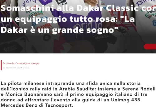 RALLYDREAMER.COM Somaschini alla Dakar Classic con un equipaggio tutto rosa La Dakar e un grande sogno