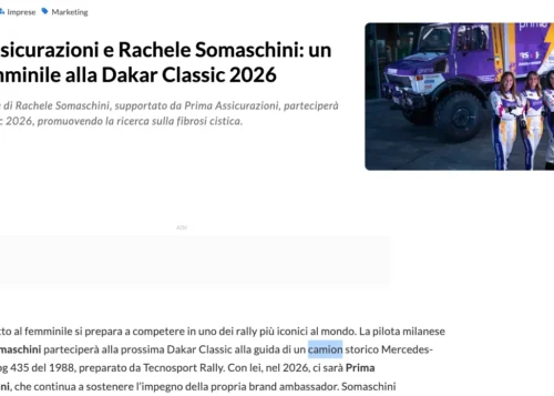 RASSEGNABUSINESS.NEWS Prima Assicurazioni e Rachele Somaschini un team femminile alla Dakar Classic 2026